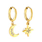 Wholesale 18K Gold Sparkle Moon Star Hoop Earrings Fast Production