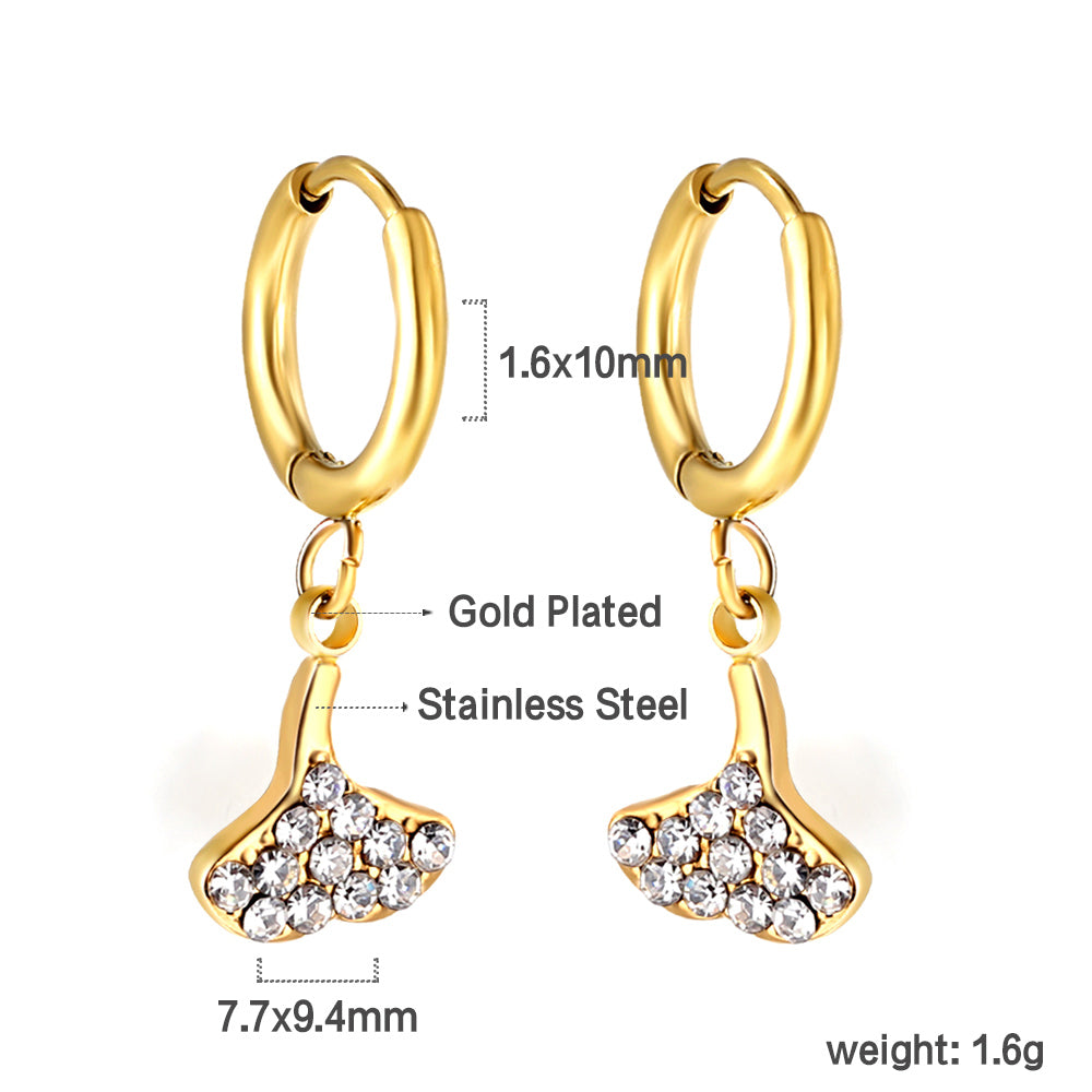 Wholesale 18K Gold Circle with Fan White Diamond Hoop Earrings