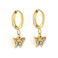 Wholesale 18K Gold Circle with Butterfly White Diamond Stud Earrings