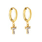 Bulk 18K Gold Letter T Diamond Hoop Earrings Stylish