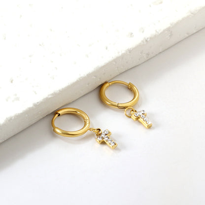 Bulk 18K Gold Letter T Diamond Hoop Earrings Stylish