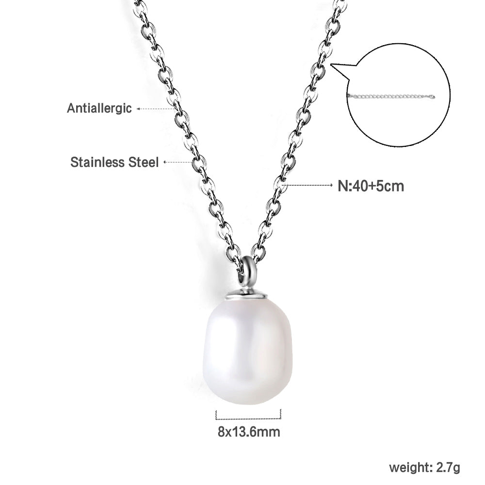 Wholesale Stainless Steel Chain with Pearl Pendant Elegant Style