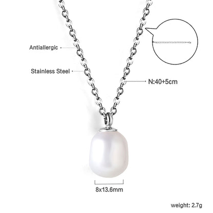 Wholesale Stainless Steel Chain with Pearl Pendant Elegant Style