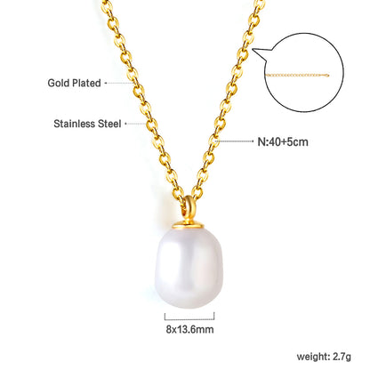 Wholesale Stainless Steel Chain with Pearl Pendant Elegant Style