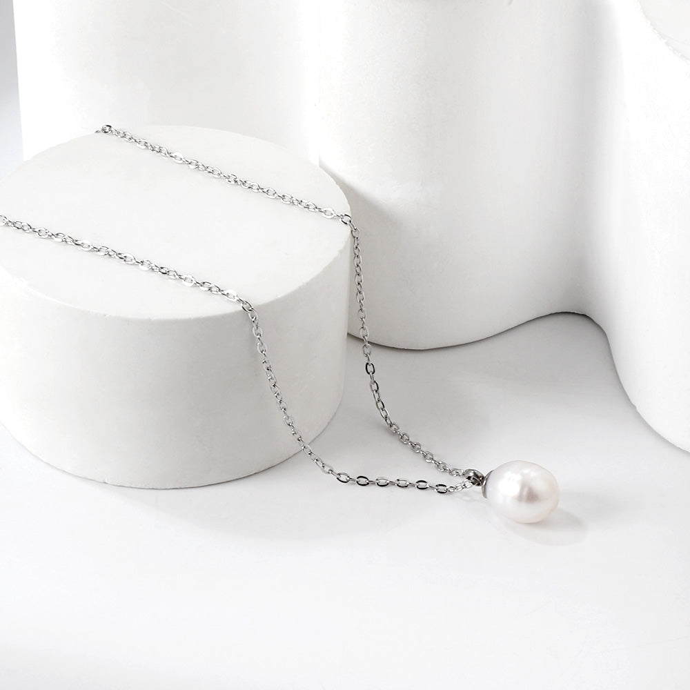 Wholesale Stainless Steel Chain with Pearl Pendant Elegant Style
