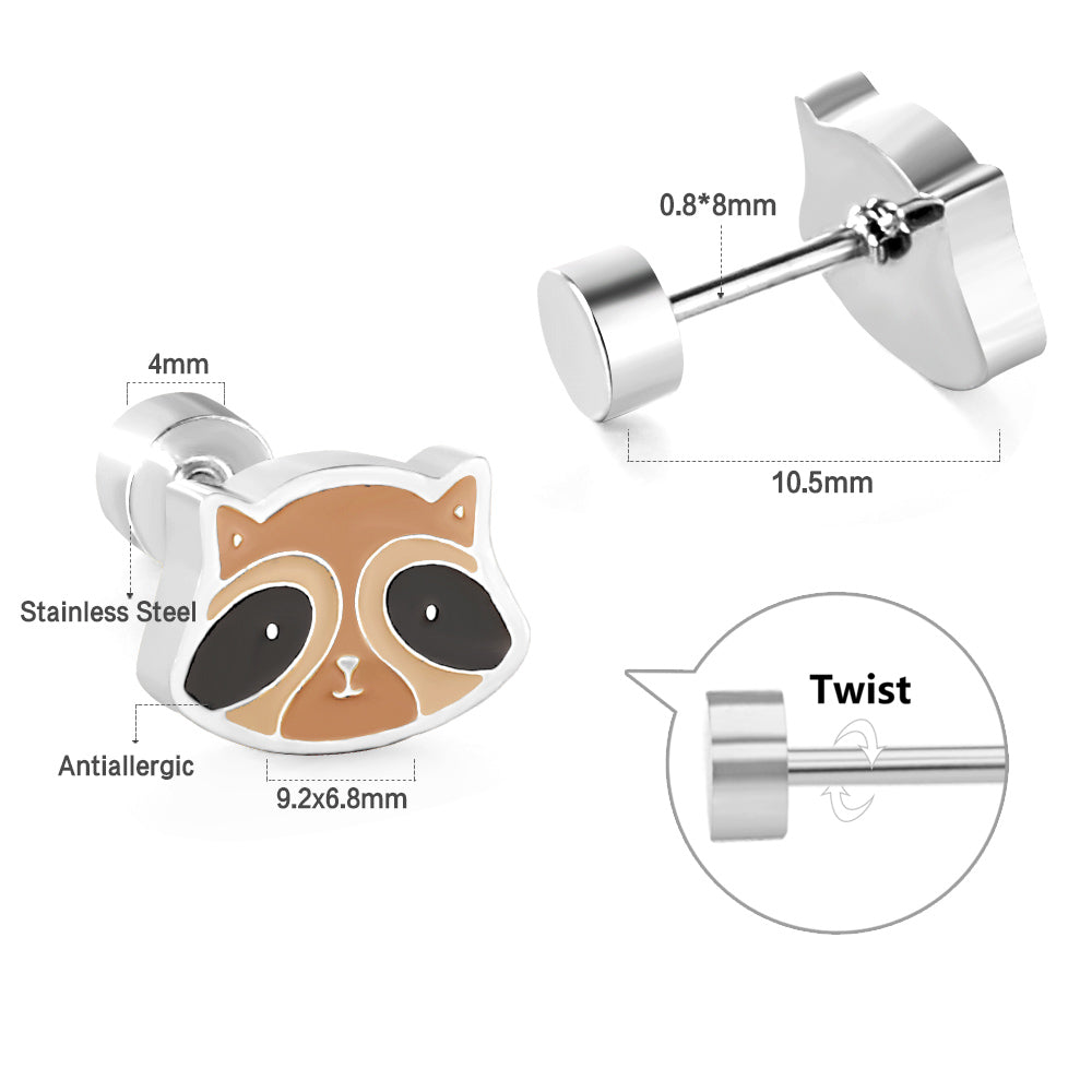 Wholesale Raccoon Stud Earrings Playful Contrast