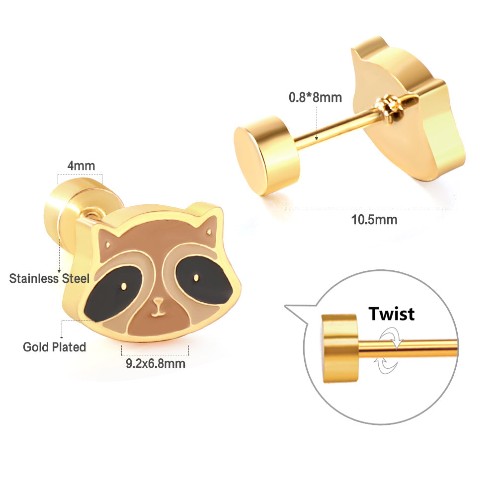 Wholesale Raccoon Stud Earrings Playful Contrast