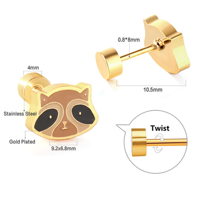 Wholesale Raccoon Stud Earrings Playful Contrast