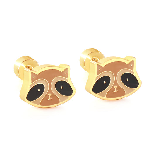 Wholesale Raccoon Stud Earrings Playful Contrast