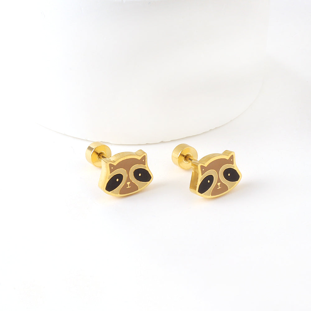 Wholesale Raccoon Stud Earrings Playful Contrast