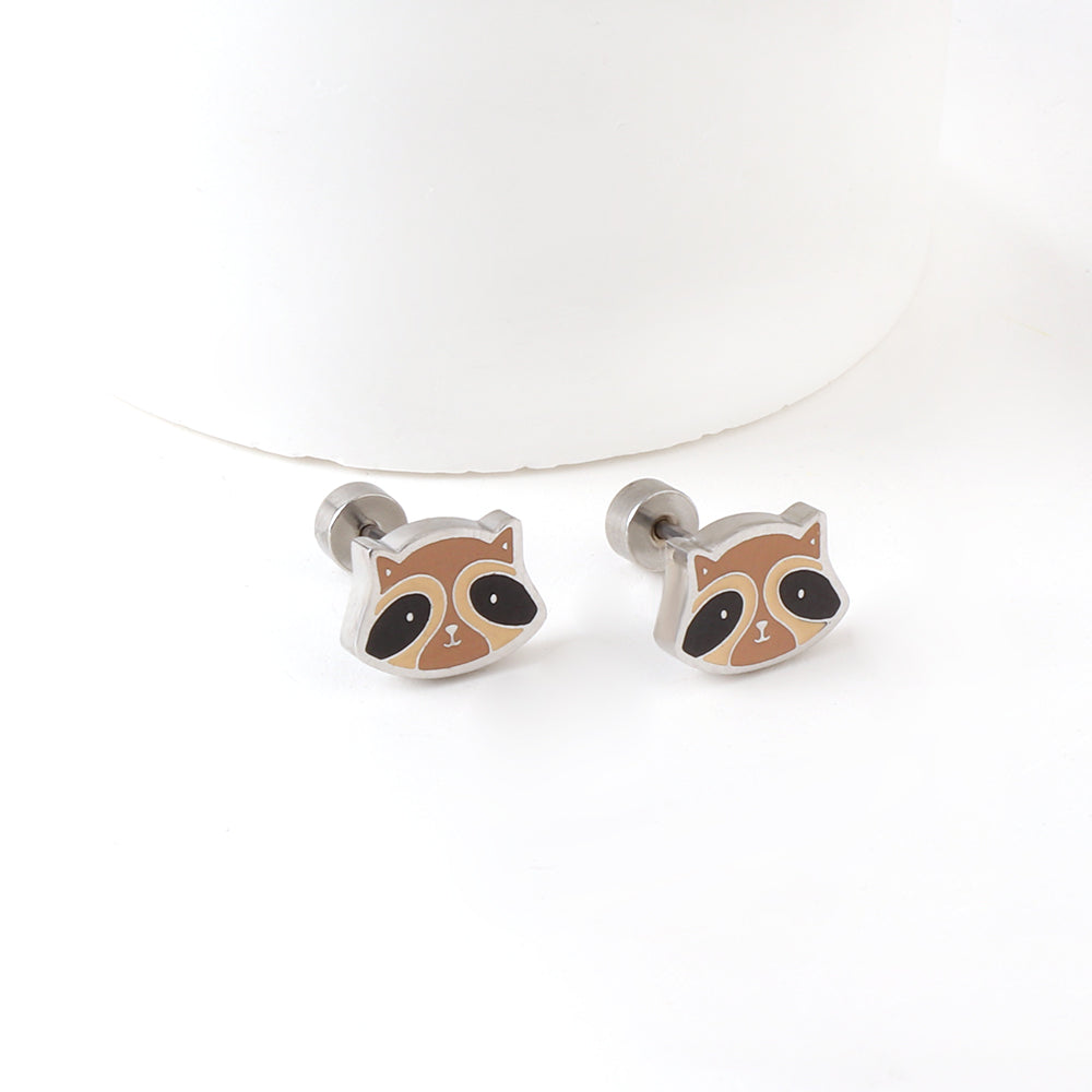 Wholesale Raccoon Stud Earrings Playful Contrast