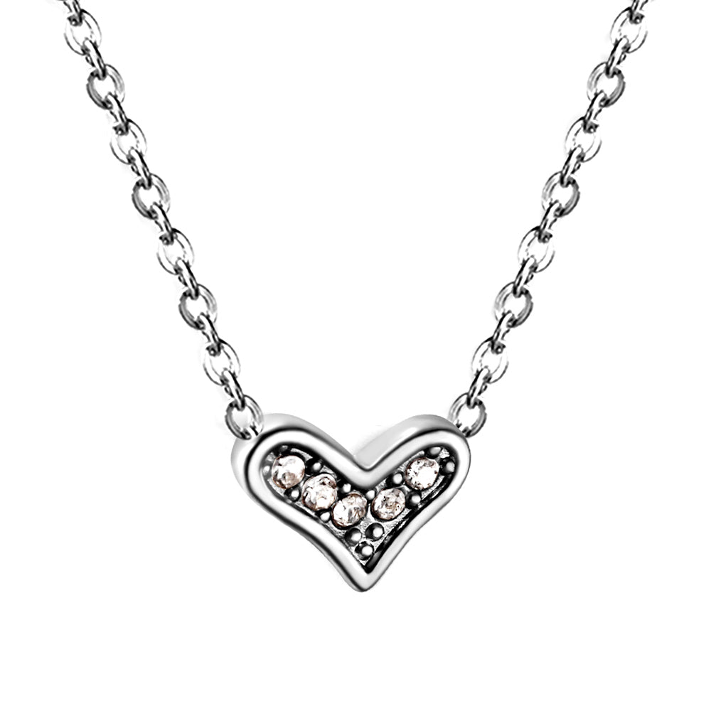 Bulk Stainless Steel Gold Tone Heart with Zircon Necklace Romantic Flair