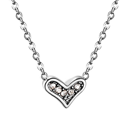 Bulk Stainless Steel Gold Tone Heart with Zircon Necklace Romantic Flair