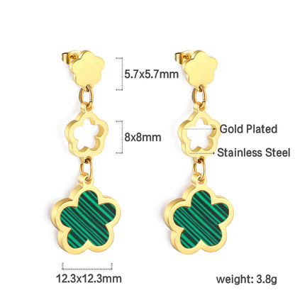 Wholesale 18K gold peach blossom + hollow peach blossom + peach blossom with white shell accessories earrings multiple colors