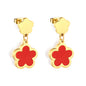 Wholesale 18K Gold Vibrant Multiple Colors Cinquefoil Shaped Hoop Earrings Fashionable Designs