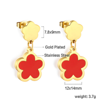 Wholesale 18K Gold Vibrant Multiple Colors Cinquefoil Shaped Hoop Earrings Fashionable Designs