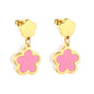 Wholesale 18K Gold Vibrant Multiple Colors Cinquefoil Shaped Hoop Earrings Fashionable Designs