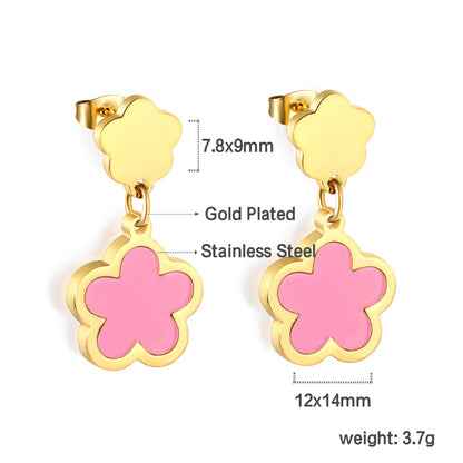 Wholesale 18K Gold Vibrant Multiple Colors Cinquefoil Shaped Hoop Earrings Fashionable Designs