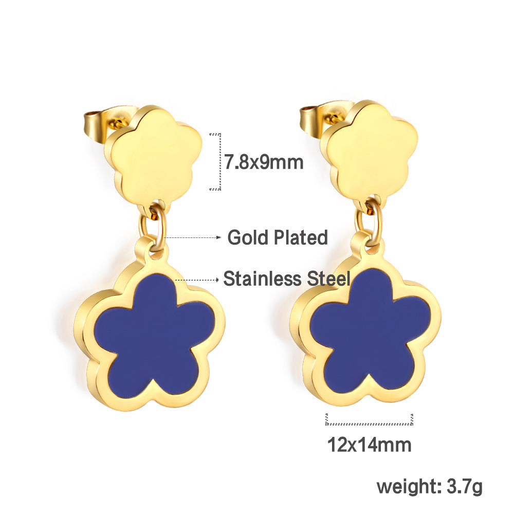 Wholesale 18K Gold Vibrant Multiple Colors Cinquefoil Shaped Hoop Earrings Fashionable Designs