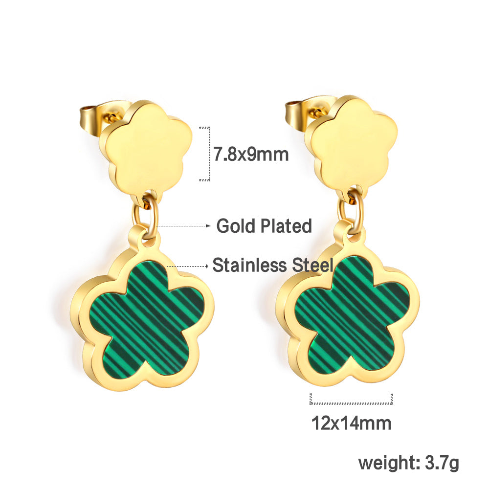 Wholesale 18K Gold Vibrant Multiple Colors Cinquefoil Shaped Hoop Earrings Fashionable Designs