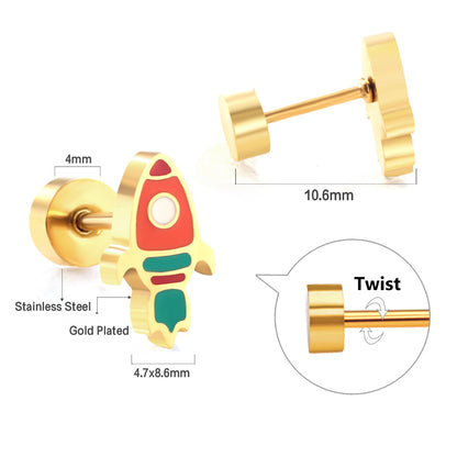 Bulk Rocket Stud Earrings Retro Futurism