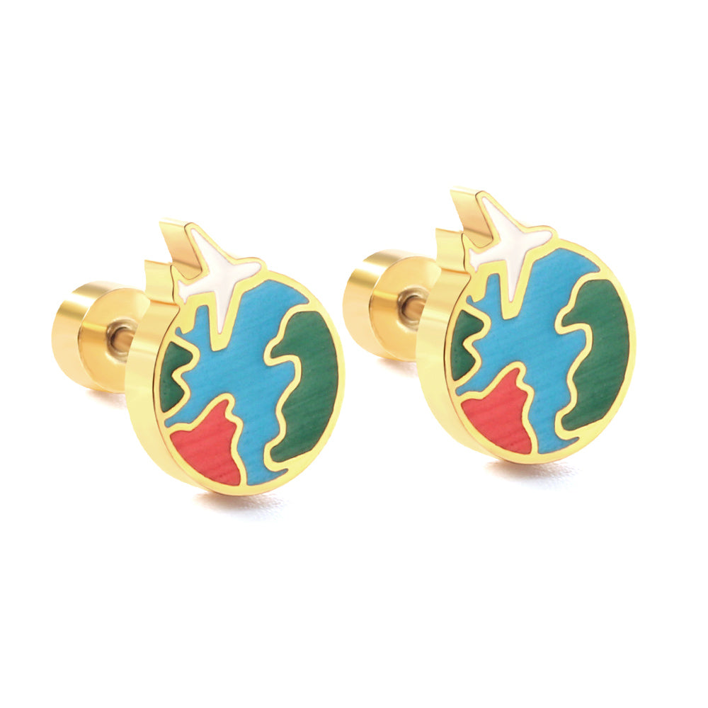 Wholesale 18K Gold Globe Stud Earrings Exploratory Design