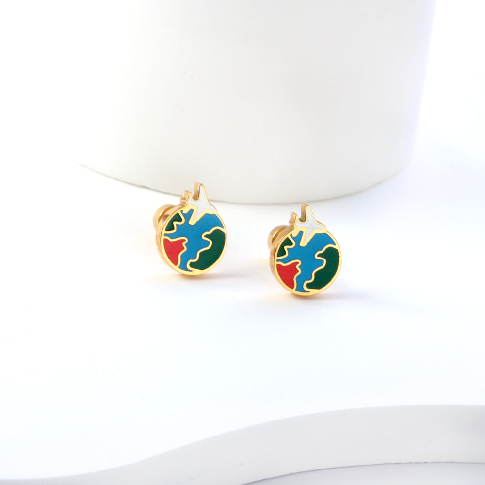 Wholesale 18K Gold Globe Stud Earrings Exploratory Design