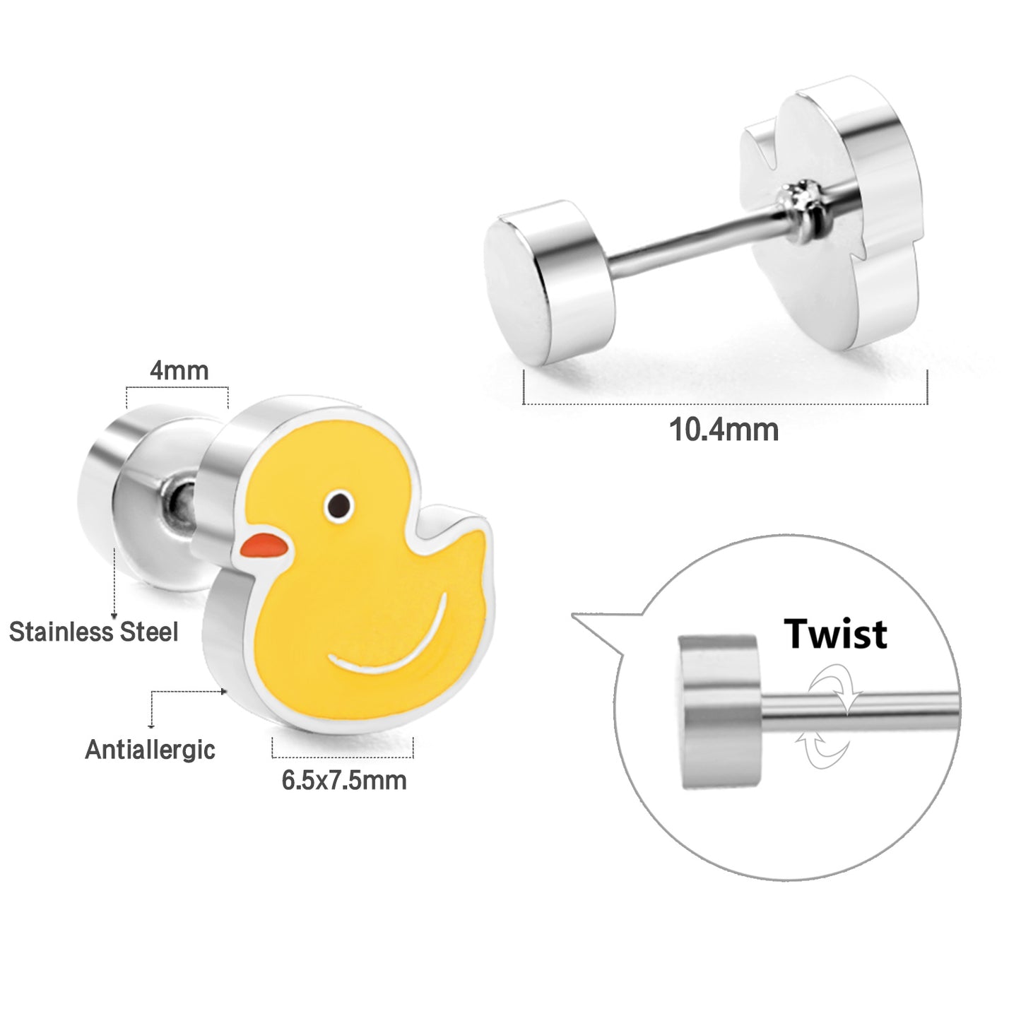 Wholesale Duckling Stud Earrings Sunny Retro