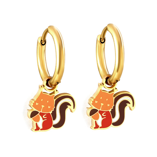 Wholesale 18K Gold Squirrel Hoop Earrings Adorable Look