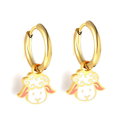 Bulk 18K Gold Sheep Hoop Earrings Cute Design