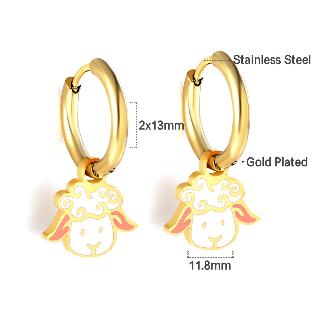 Bulk 18K Gold Sheep Hoop Earrings Cute Design