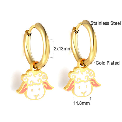 Bulk 18K Gold Sheep Hoop Earrings Cute Design