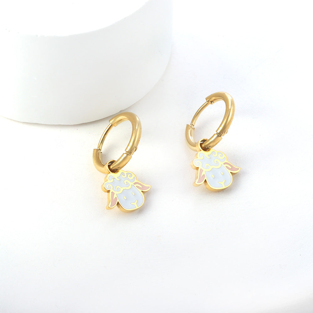 Bulk 18K Gold Sheep Hoop Earrings Cute Design