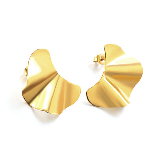 Wholesale Stainless Steel Half Block Shaped Cut Earrings