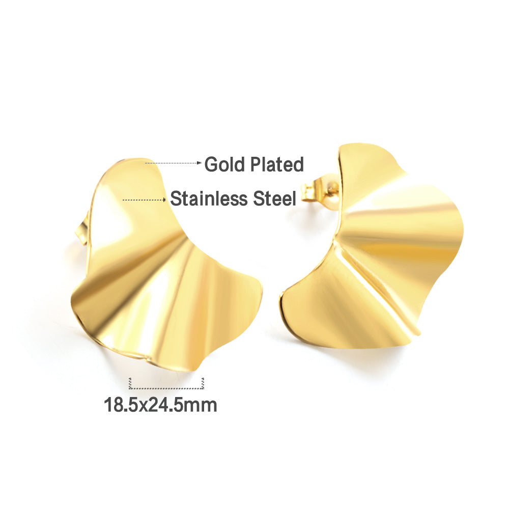 Wholesale Stainless Steel Half Block Shaped Cut Earrings