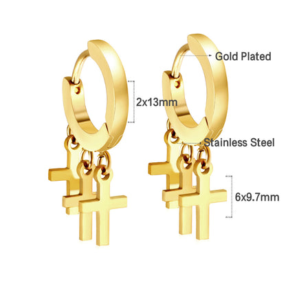 Wholesale 18K Gold Unique Multi - Cross Drop Hoop Earrings