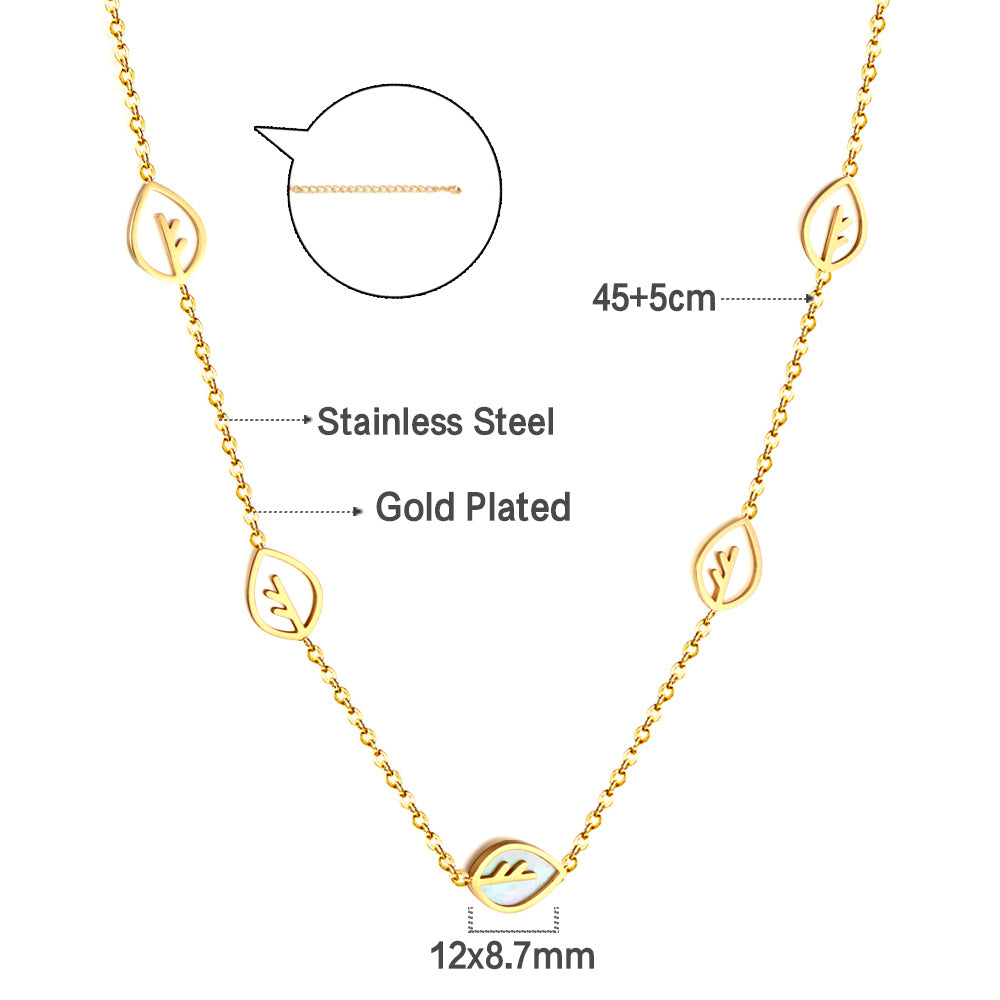 Wholesale Gold Tone leaf - shaped Decor Necklace Mysterious Allure
