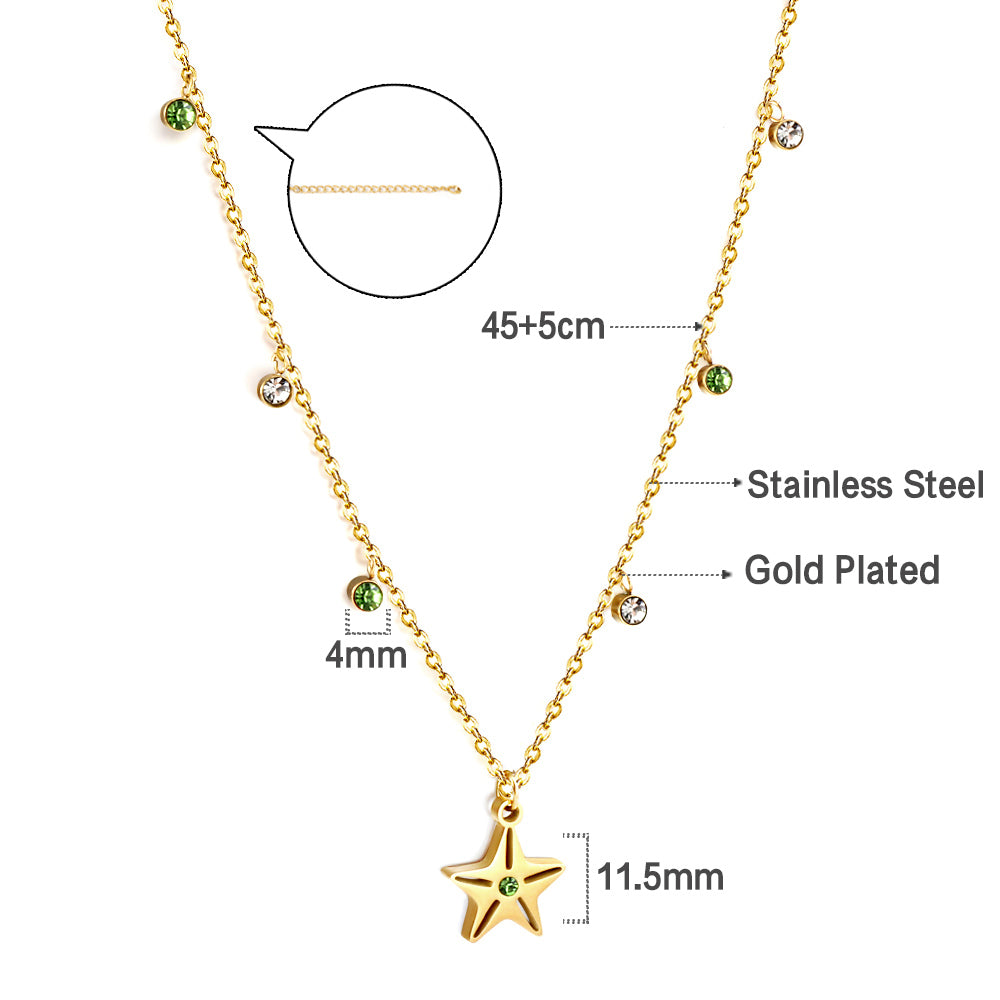 Wholesale Gold Tone Star Pendant Colorful Decor Necklace Dreamy Vibe