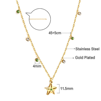 Wholesale Gold Tone Star Pendant Colorful Decor Necklace Dreamy Vibe