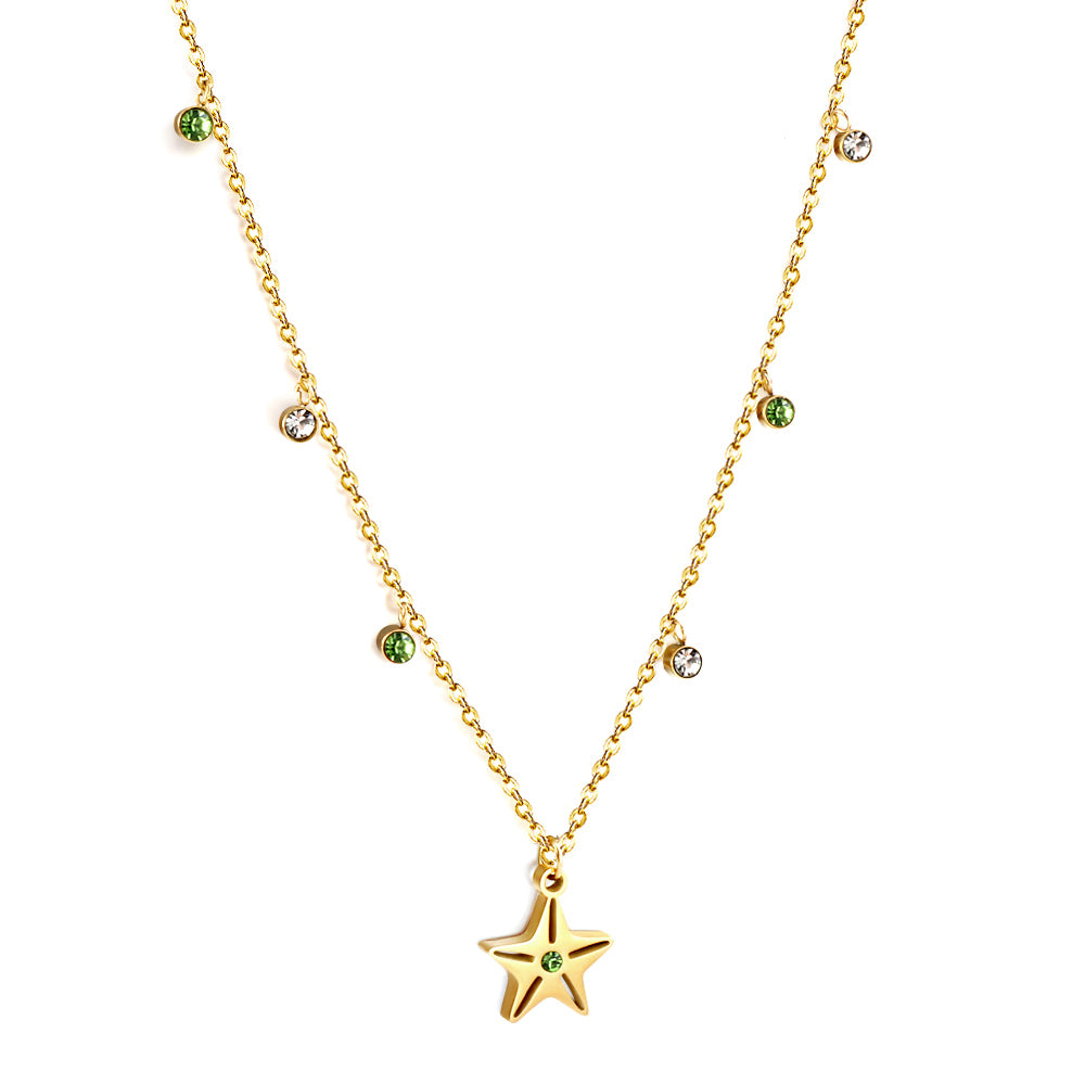 Wholesale Gold Tone Star Pendant Colorful Decor Necklace Dreamy Vibe