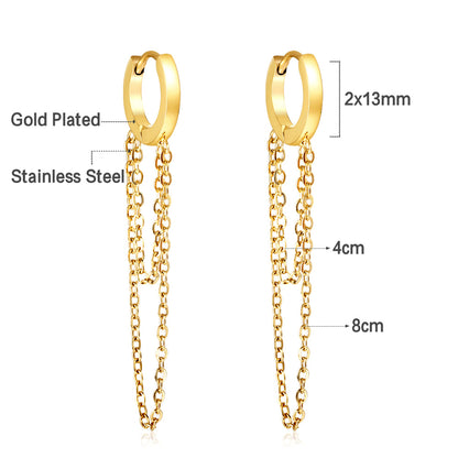 Bulk 18K Gold Elegant Chain Drop Hoop Earrings