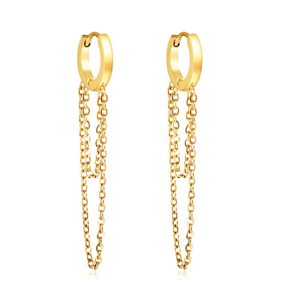 Bulk 18K Gold Elegant Chain Drop Hoop Earrings