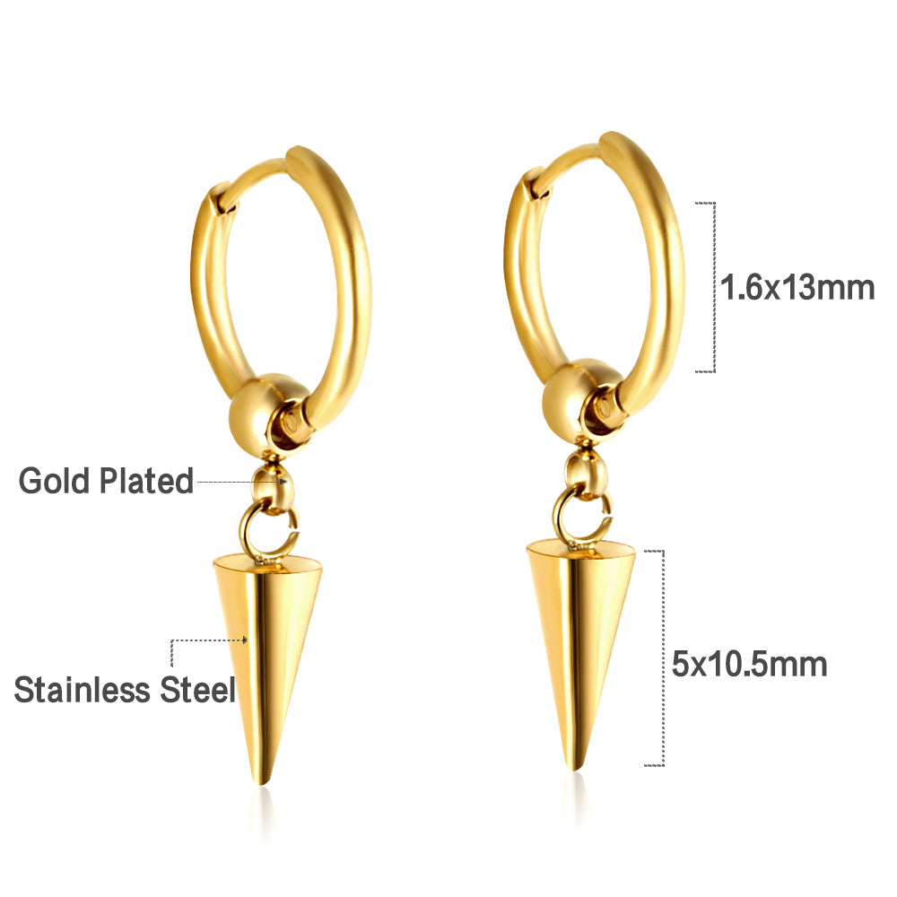 Wholesale 18K Gold Trendy Cone Drop Hoop Earrings