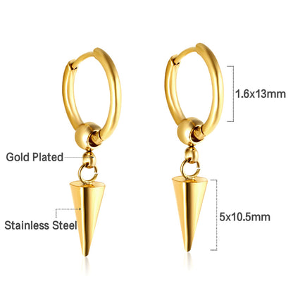 Wholesale 18K Gold Trendy Cone Drop Hoop Earrings