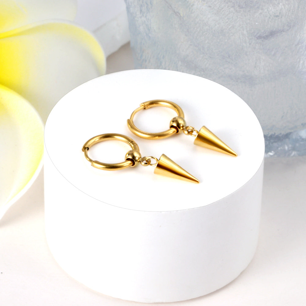 Wholesale 18K Gold Trendy Cone Drop Hoop Earrings