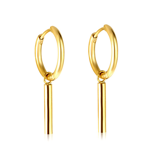 Wholesale 18K Gold Modern Bar Drop Hoop Earrings