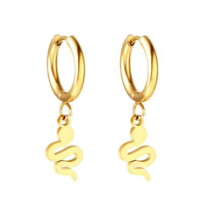 Wholesale 18K Gold Circle with Snake Stud Earrings