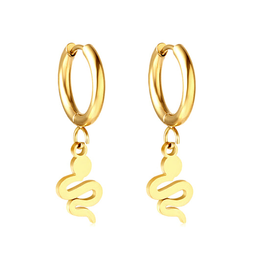 Wholesale 18K Gold Circle with Snake Stud Earrings