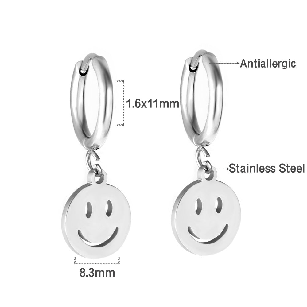Wholesale 18K Gold Cute Smiley Butterfly Hoop Earrings