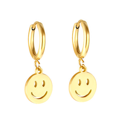 Wholesale 18K Gold Cute Smiley Butterfly Hoop Earrings